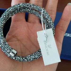 Swarovski crystals bracelet Gun metal